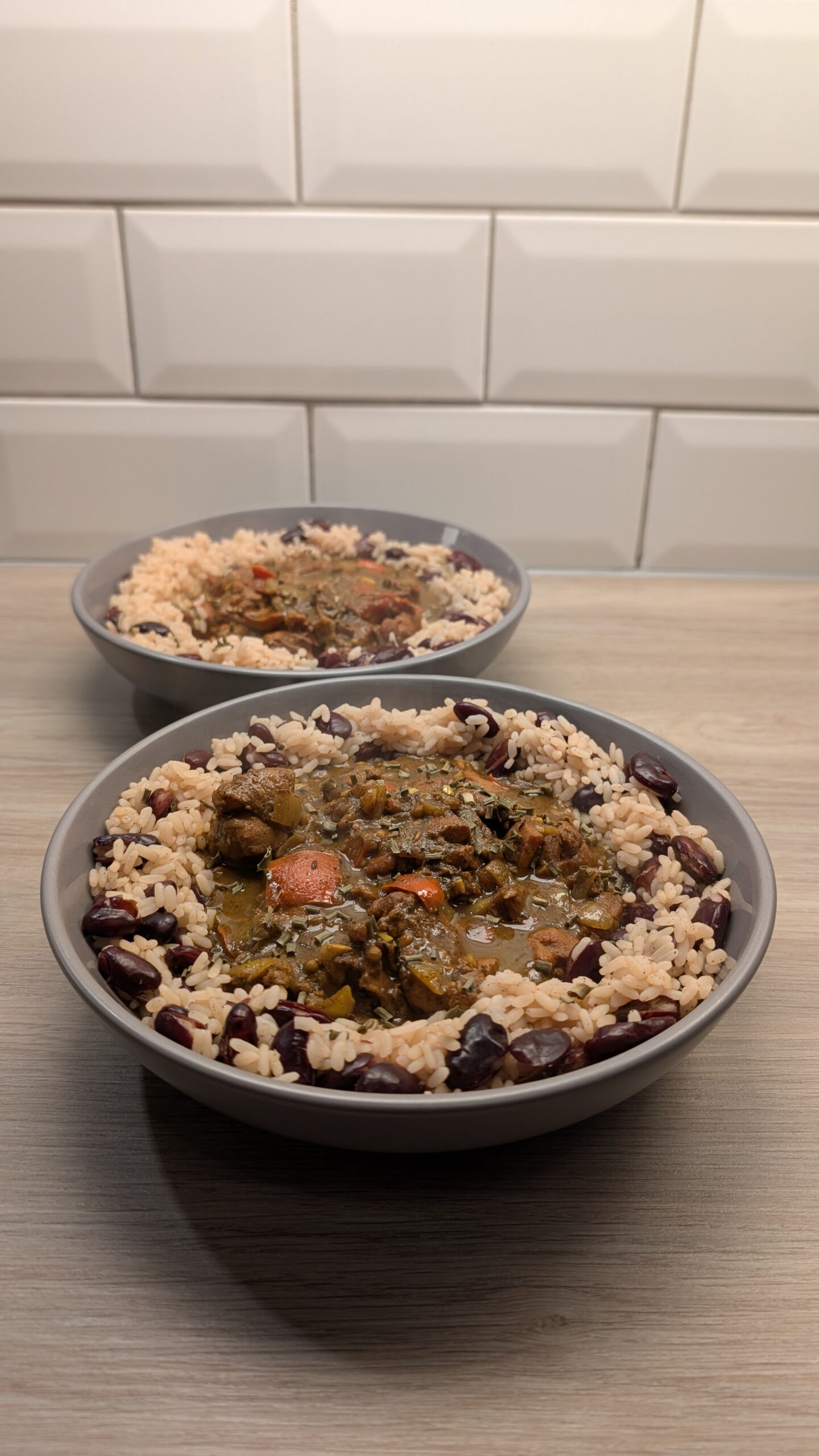Jamaican Style Chicken Curry with Peas and Rice