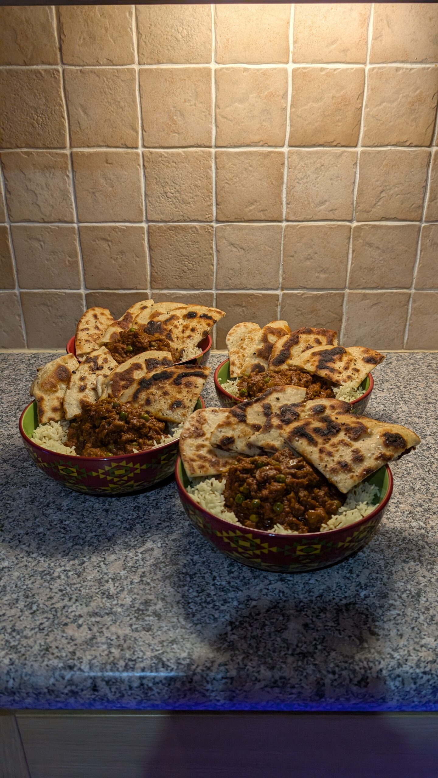 Boxing Day Beef Keema and Cumin Rice with Garlic Flat Breads