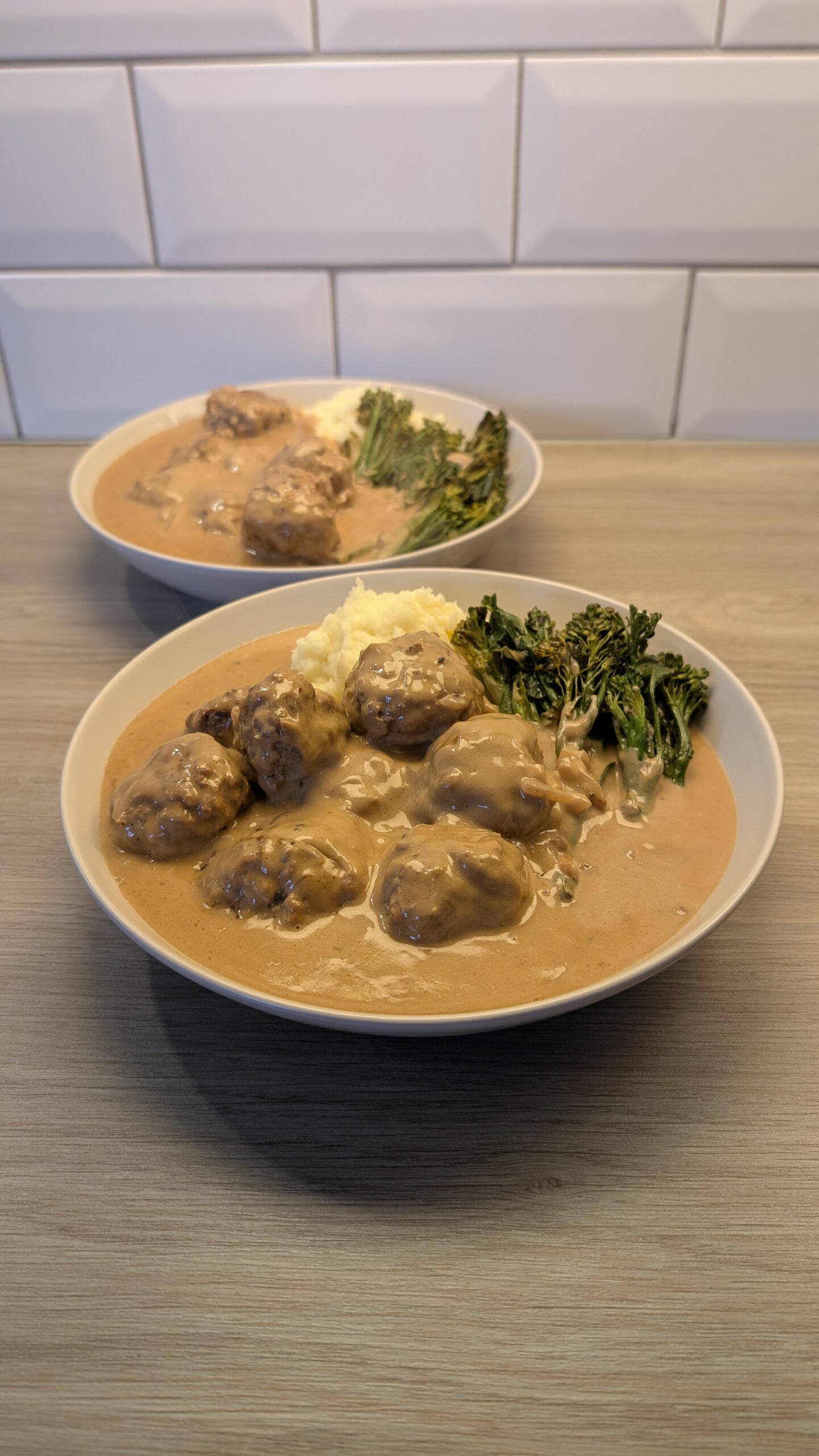 Swedish Meatballs, Garlic Mash Potato and Lemon Tenderstem Broccoli