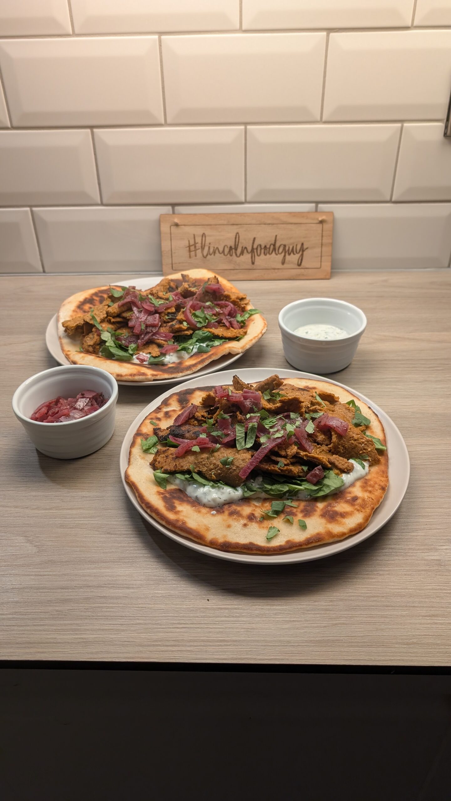 Homemade Donor Kebab with Pickled Sumac Onions and Tzatziki