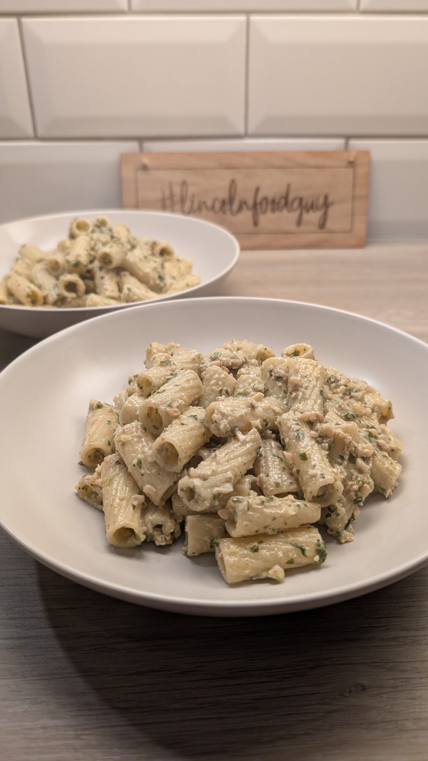 Basil and Walnut Pesto Rigatoni
