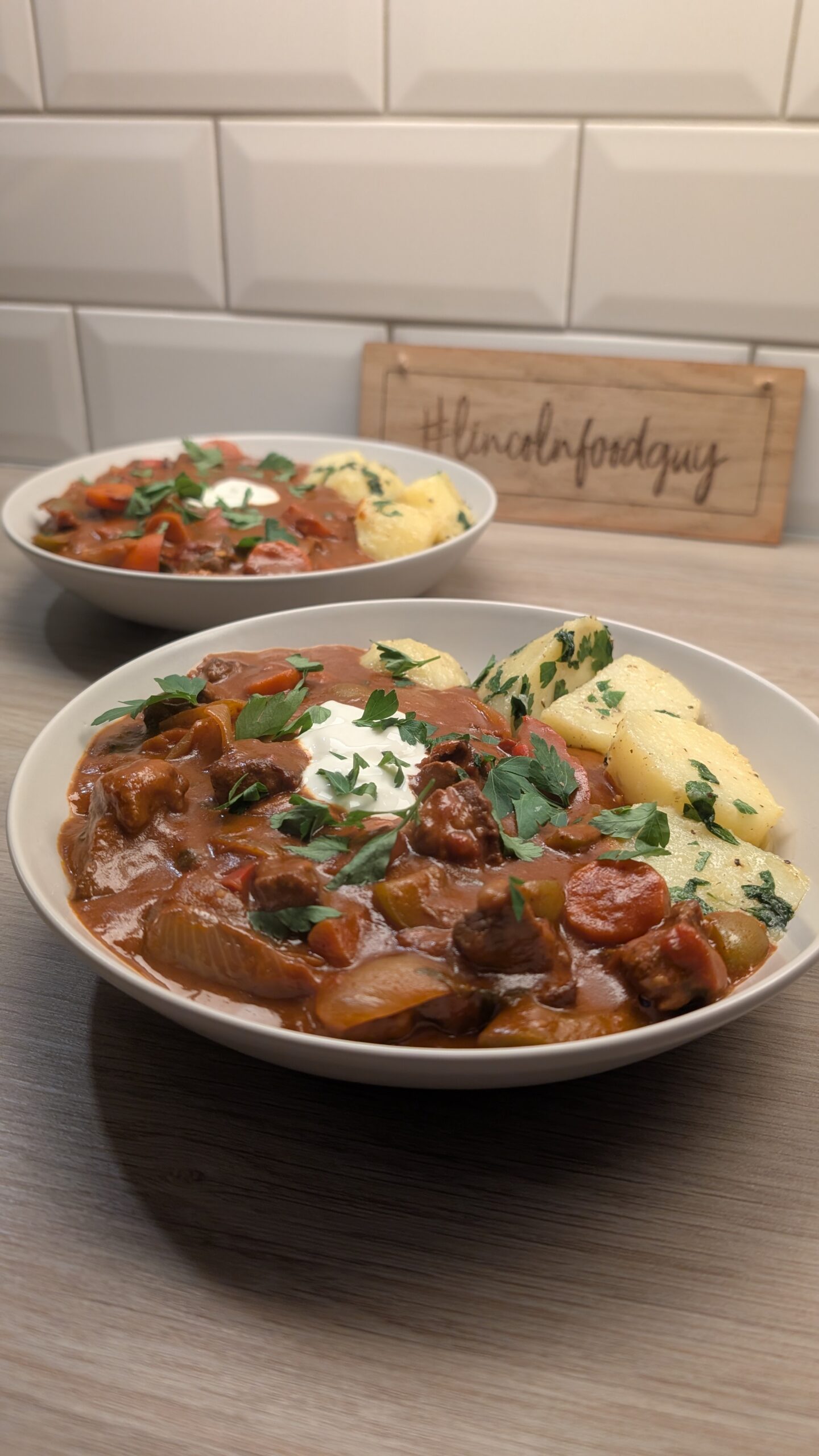 Beef Goulash with Butter and Parsley Potatoes