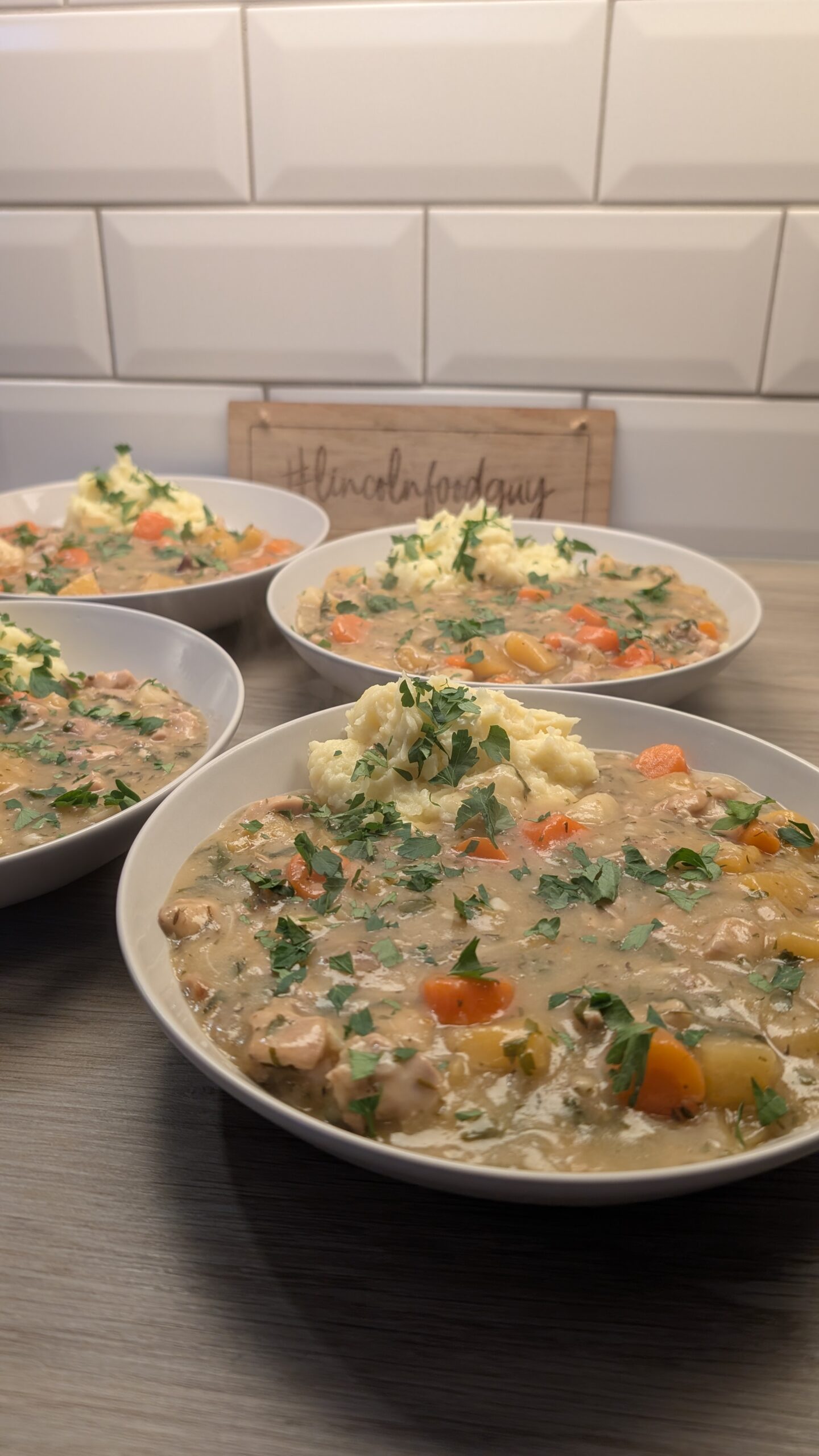 White Wine Chicken Stew with Garlic Mash