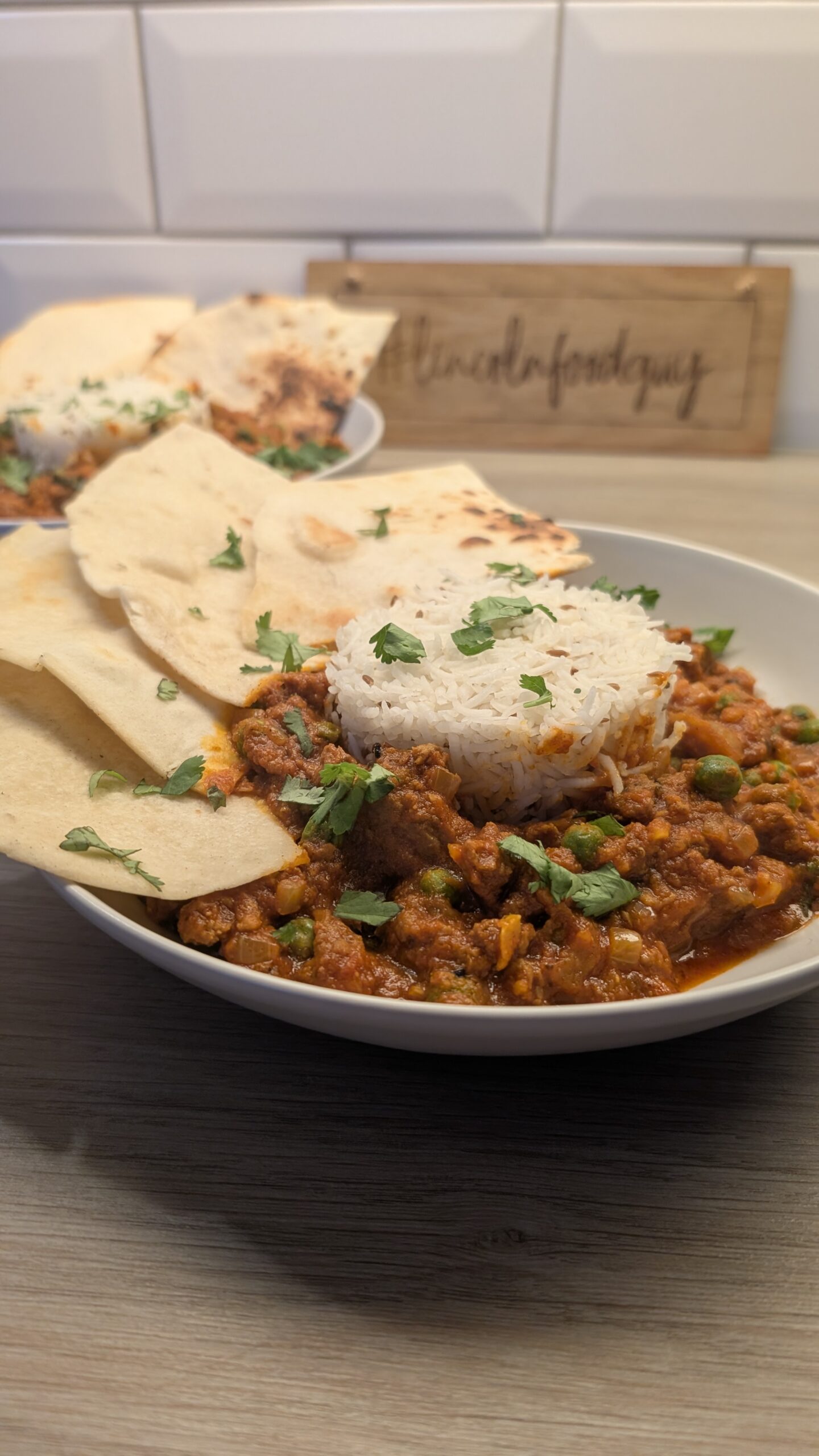 Lamb Keema and Cumin Rice with Rotis