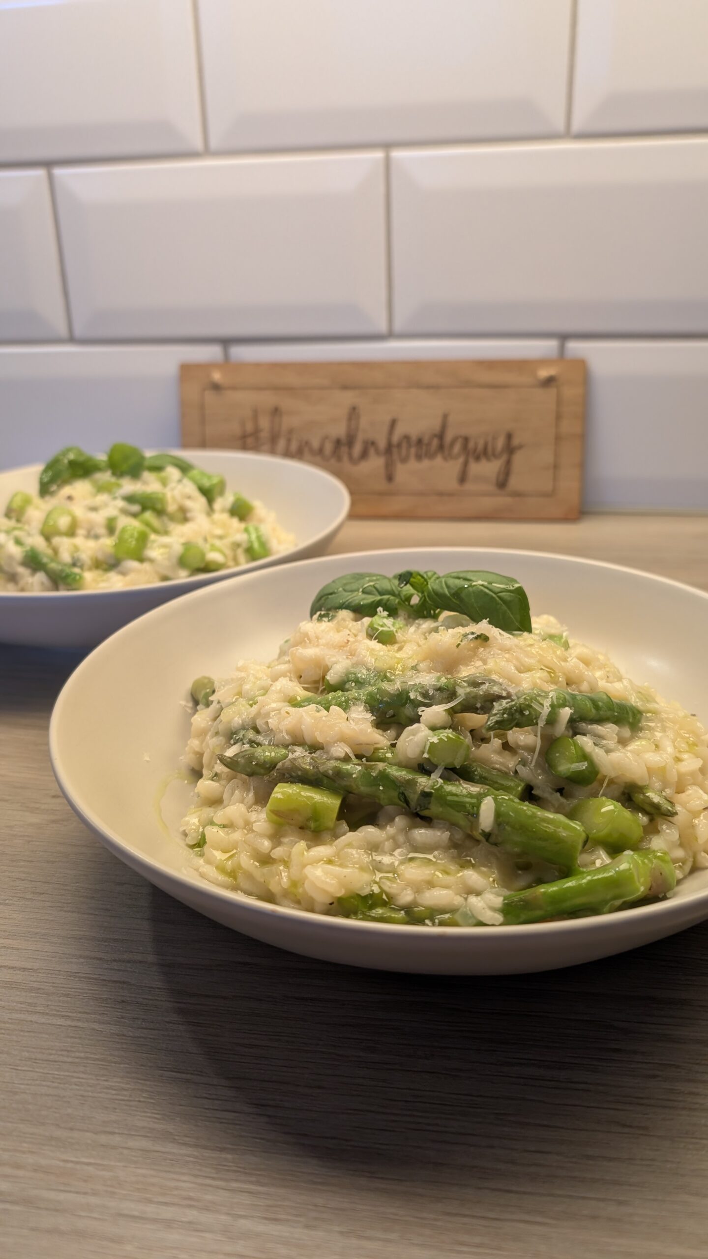 Asparagus Risotto Finished with a Basil Oil